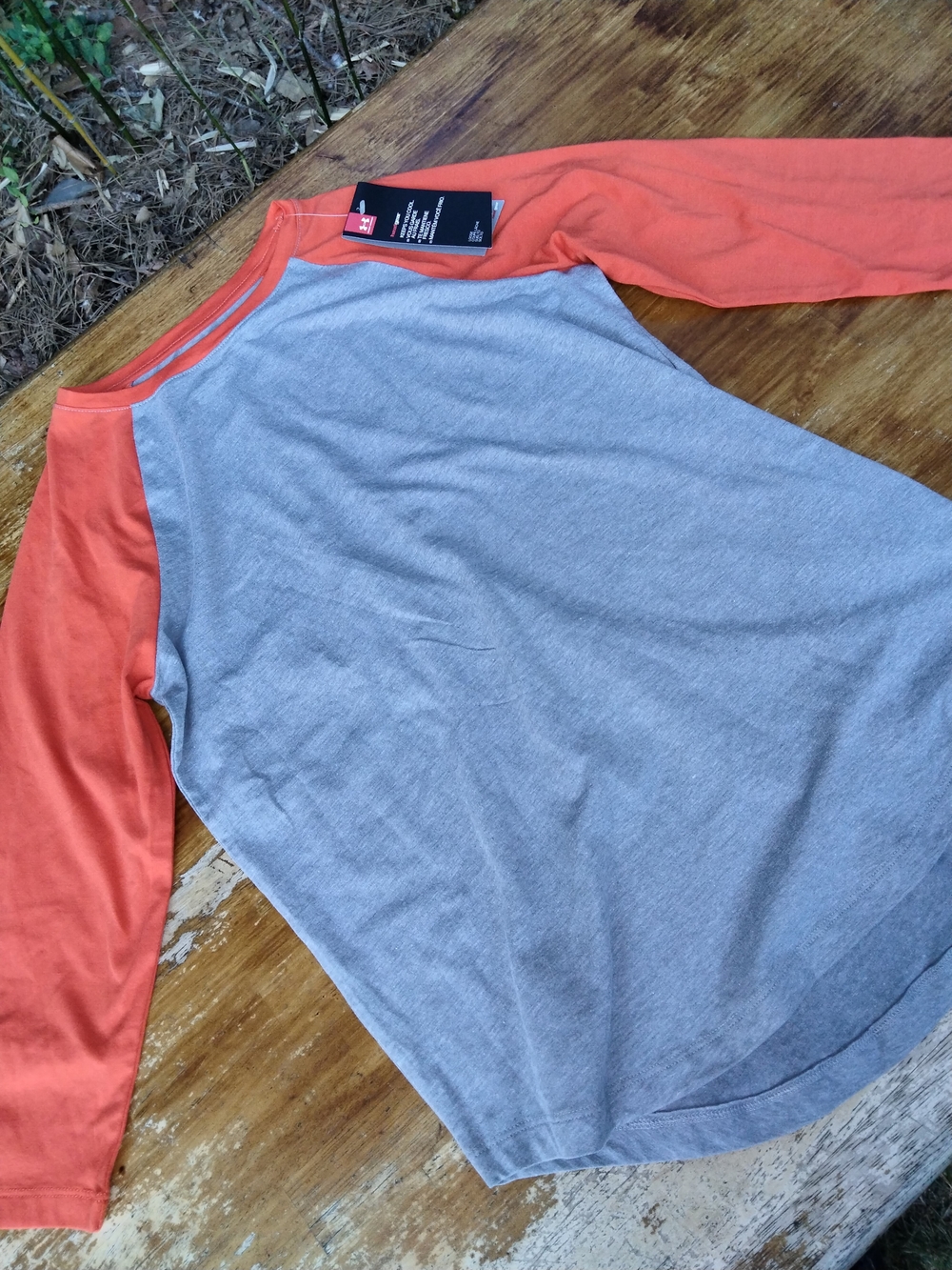 Under Armour Heather Gray Top with Bright Orange Trim - Small